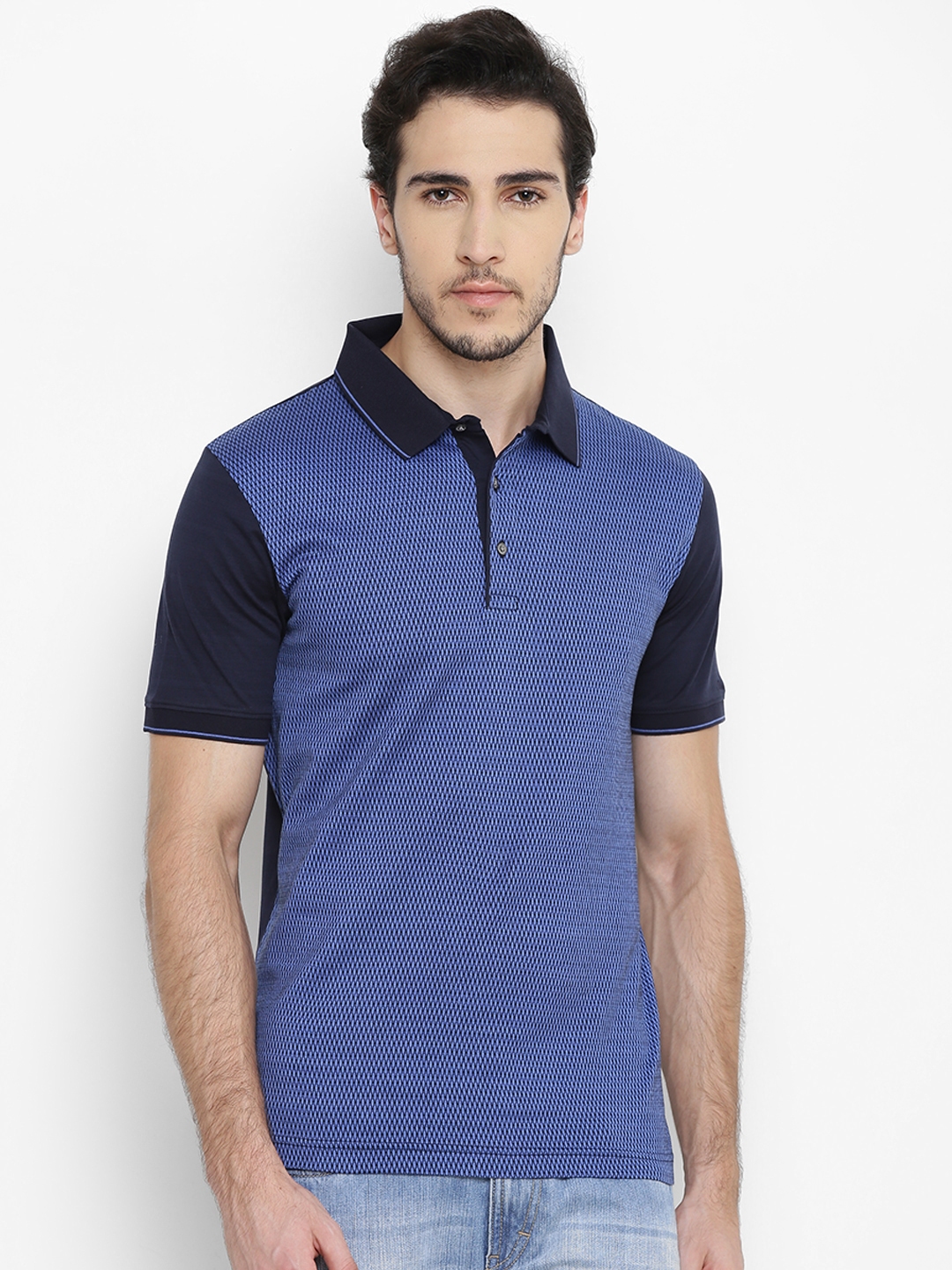Buy Blackberrys Men Blue Self Design Polo Collar T Shirt - Tshirts for ...