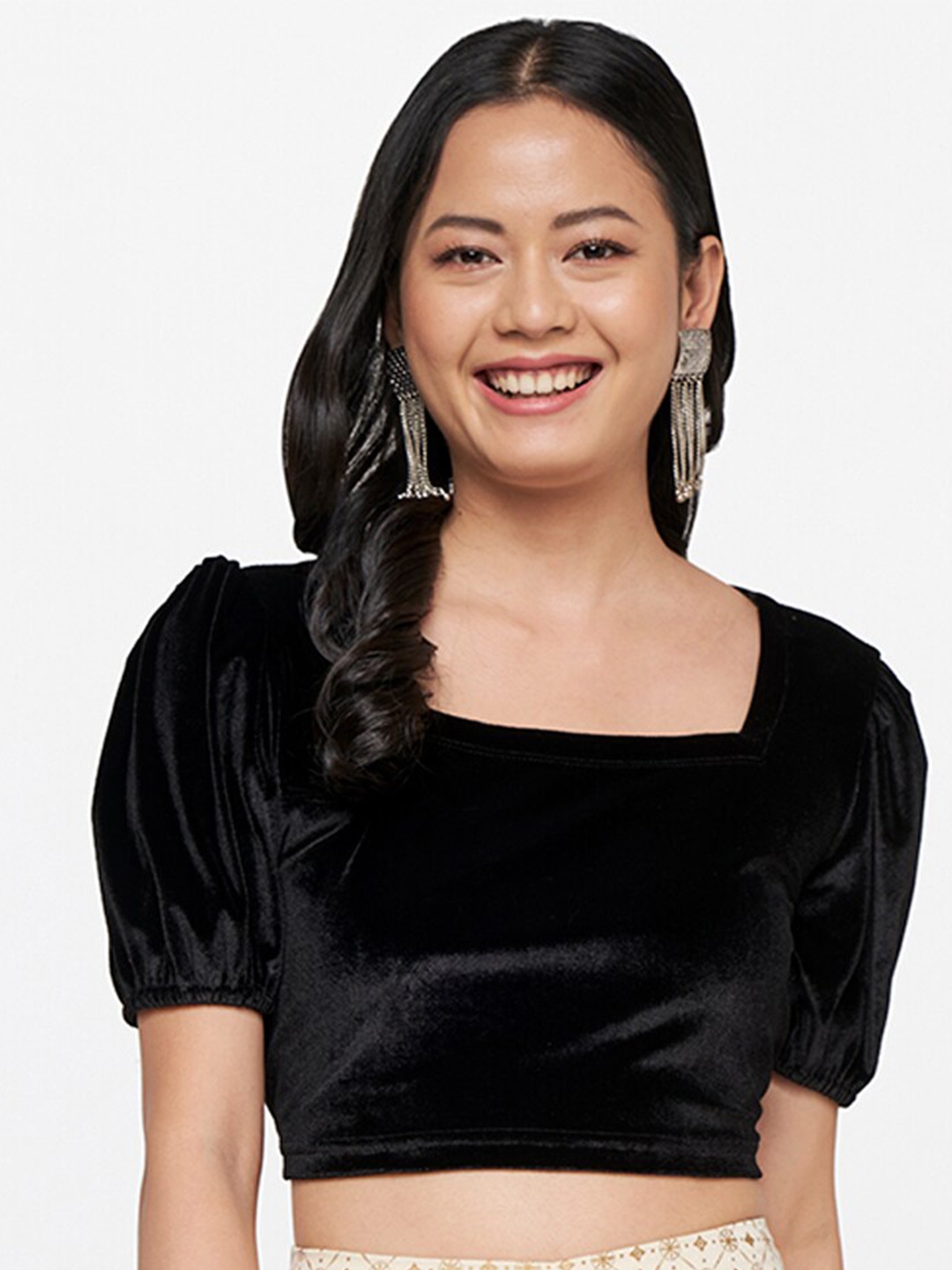 Buy Global Desi Women Black Solid Crop Top - Tops for Women 20266958 ...