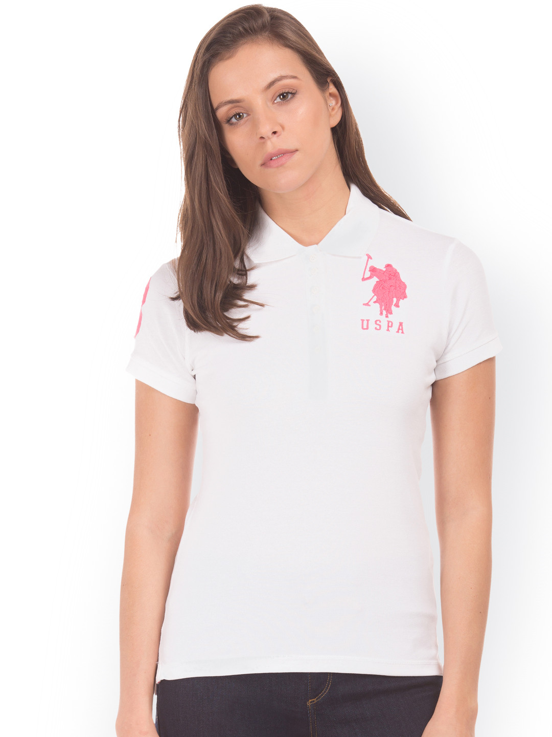 Buy U.S. Polo Assn. Women White Solid Polo T Shirt Tshirts for Women