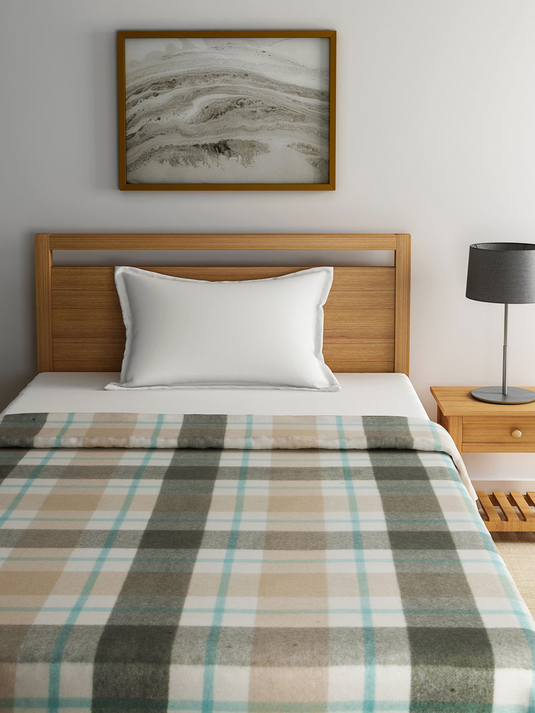 Buy Raymond Home White & Grey Checked Heavy Winters Single Blanket Blankets Quilts And Dohars