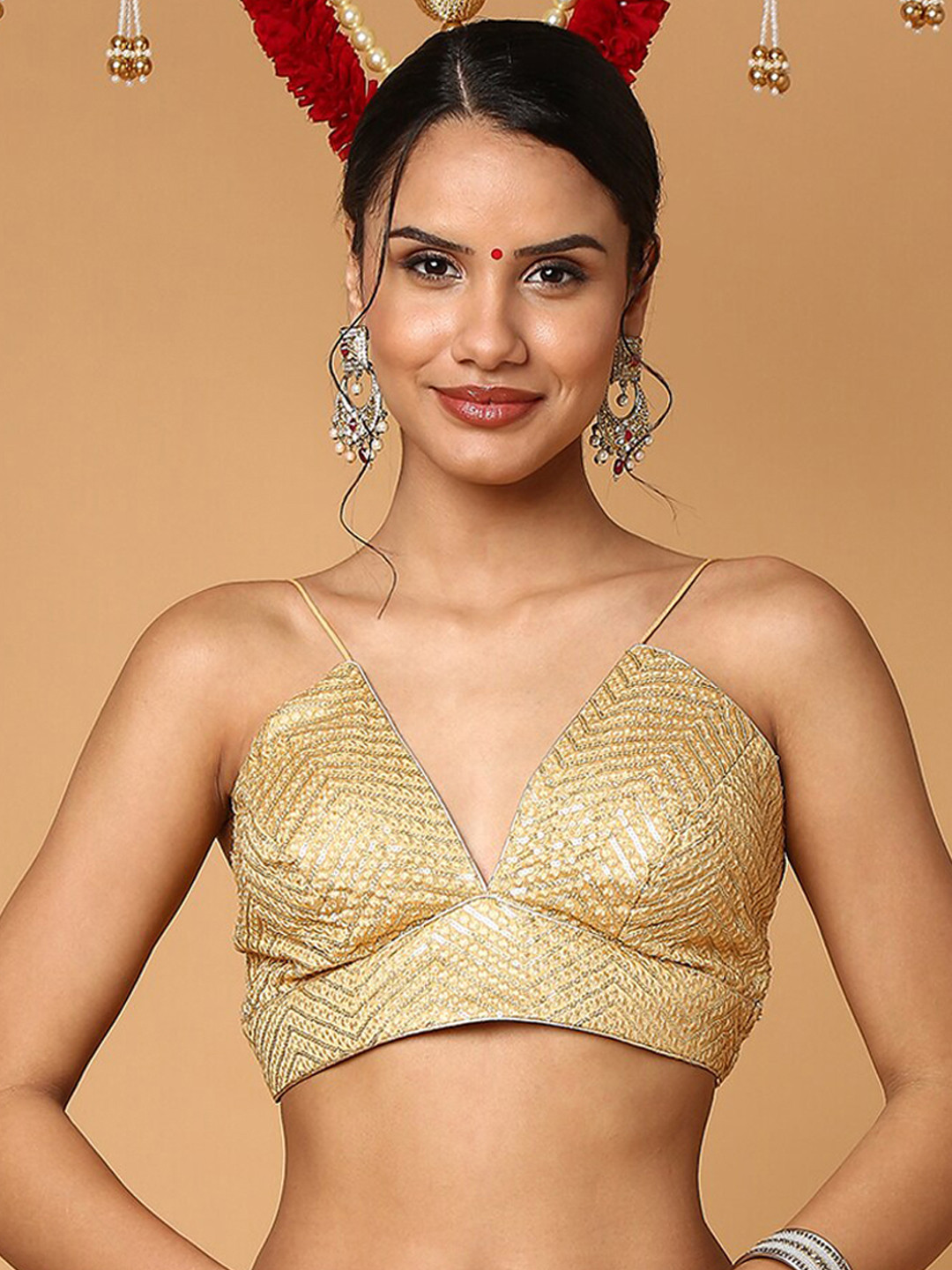 Buy SALWAR STUDIO Golden Embroidered Saree Blouse Saree Blouse for