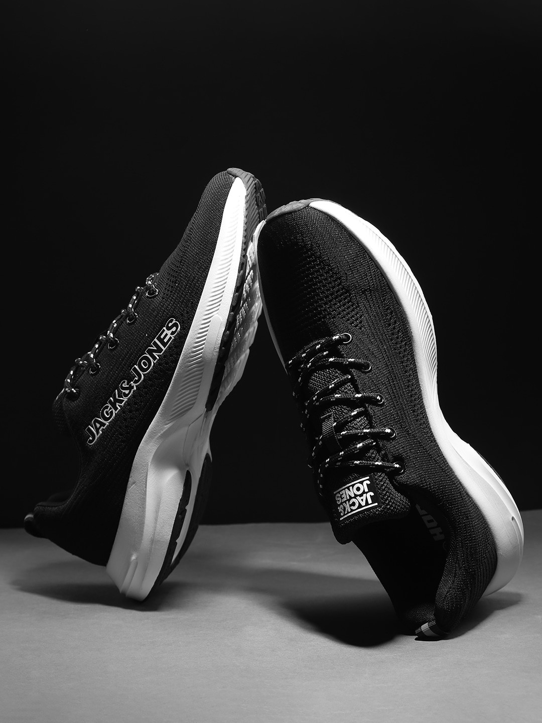 Buy Jack & Jones Men Black Textured JFWGARDINER KNIT Sneakers