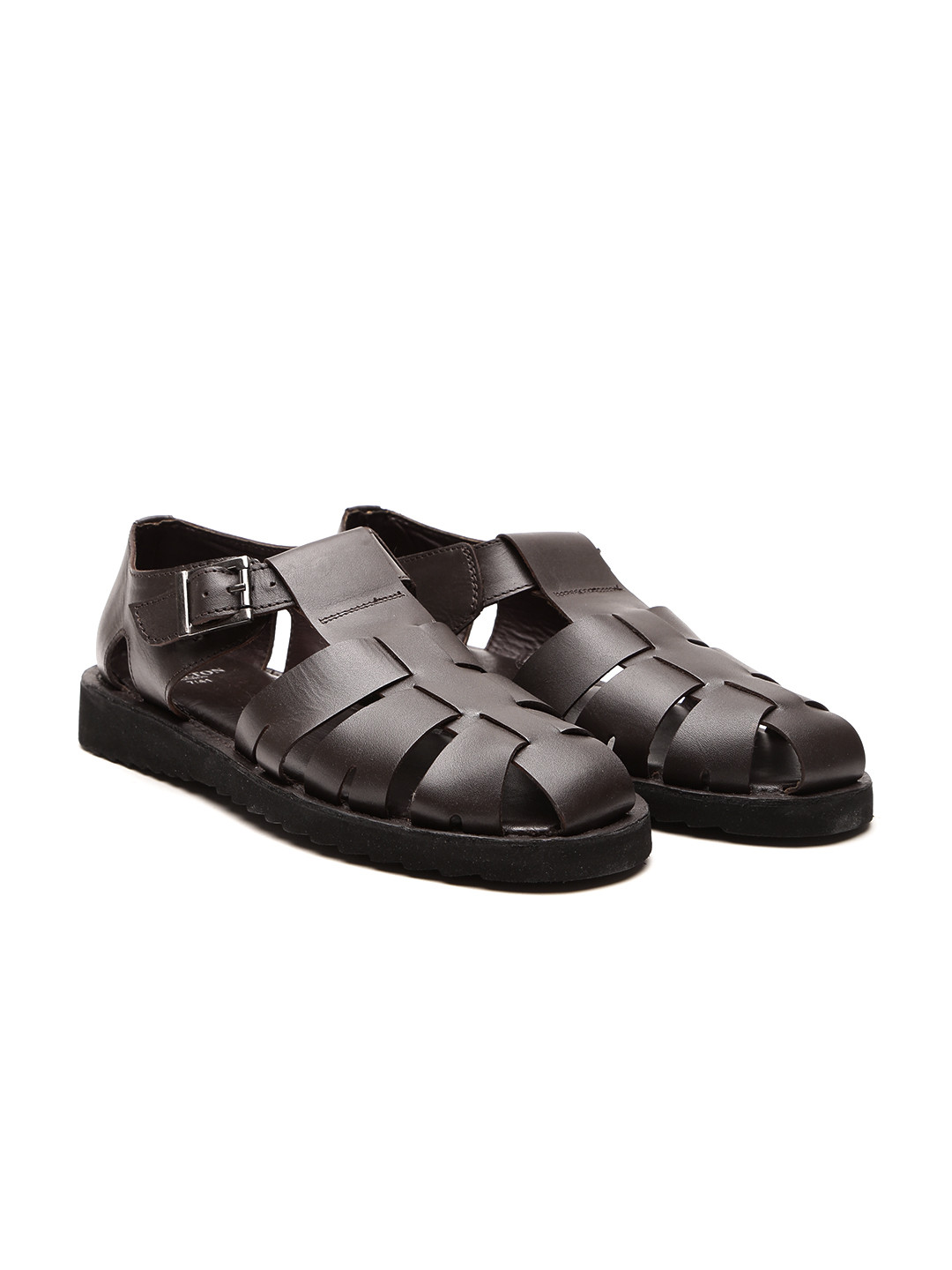Buy Carlton London Men Coffee Brown Leather Sandals - Sandals for Men 2027364 | Myntra