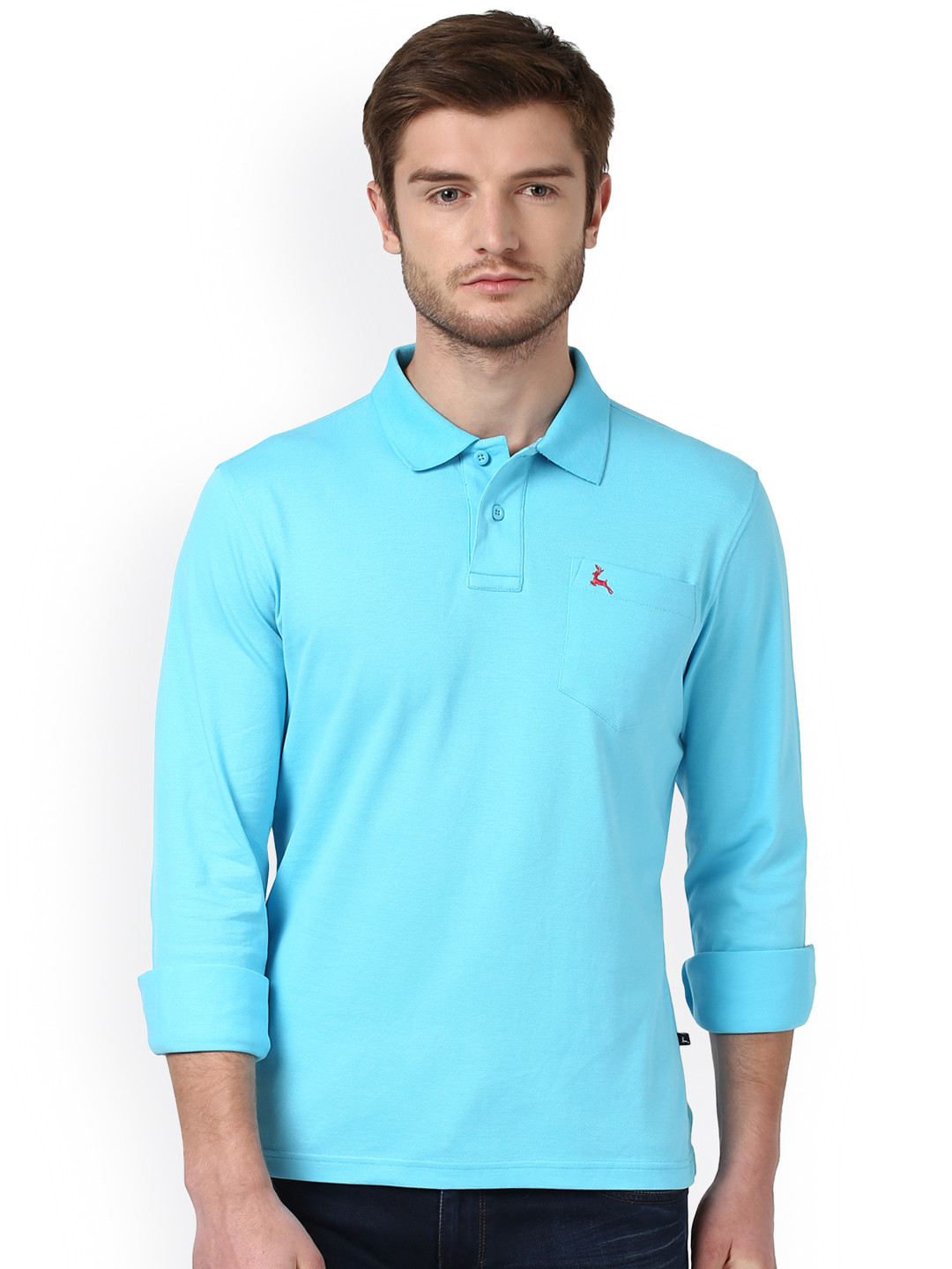Buy Parx Men Blue Solid Polo Collar T Shirt - Tshirts for Men 2027703 ...