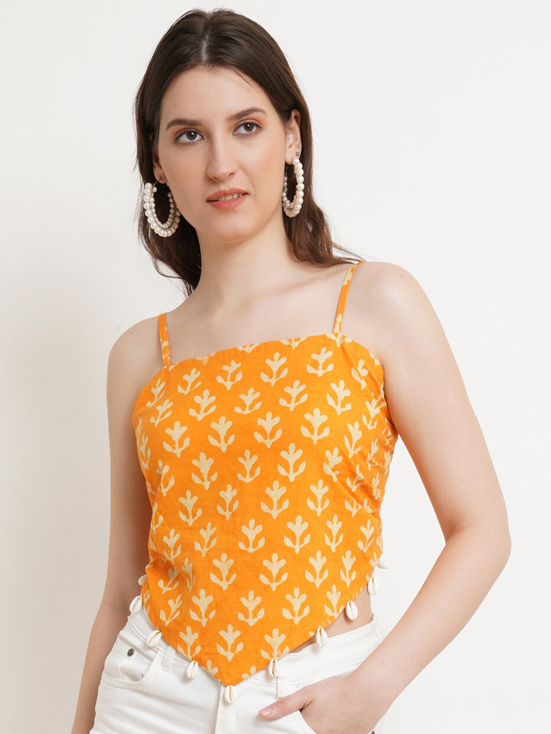 Buy Popwings Yellow Print Cotton Top Tops for Women 20280574 Myntra