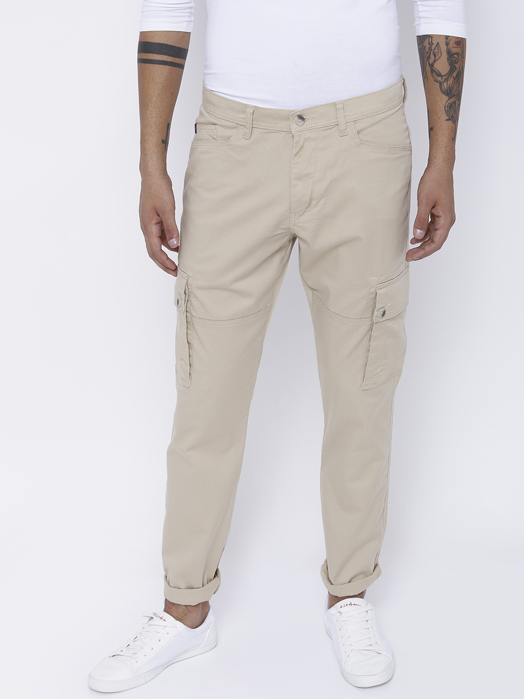 beige cargos men's
