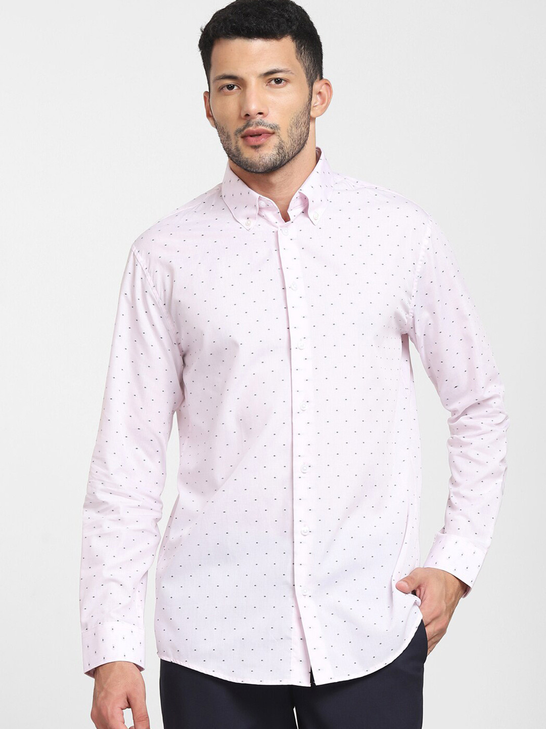 Men's Printed Floral Pink Slim Fit Shirt