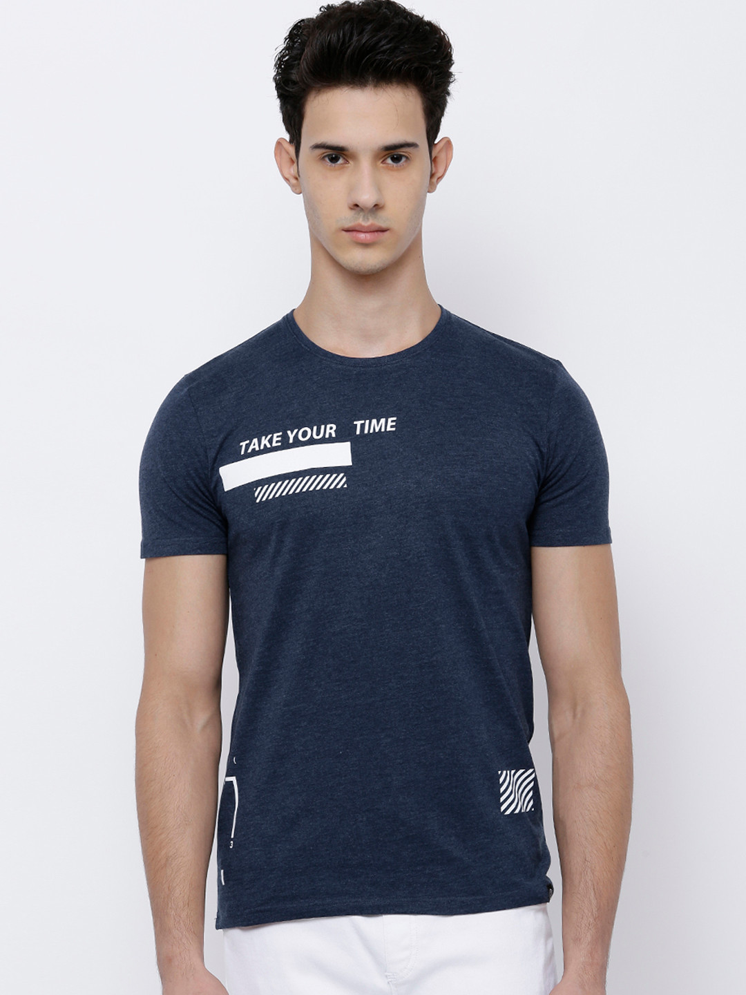 Buy LOCOMOTIVE Men Blue Printed Round Neck T Shirt - Tshirts for Men