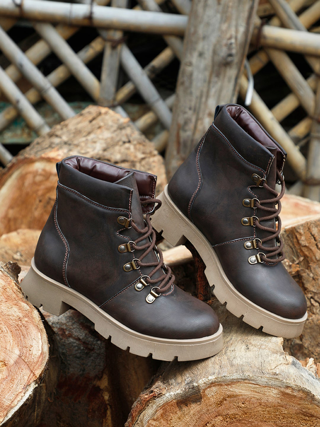 Buy El Paso Women Brown Solid Leather Boots Boots for Women 20283368