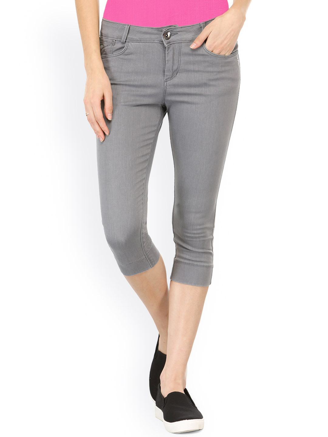 Buy Xpose Grey Denim Capris Capris for Women 2029151 Myntra