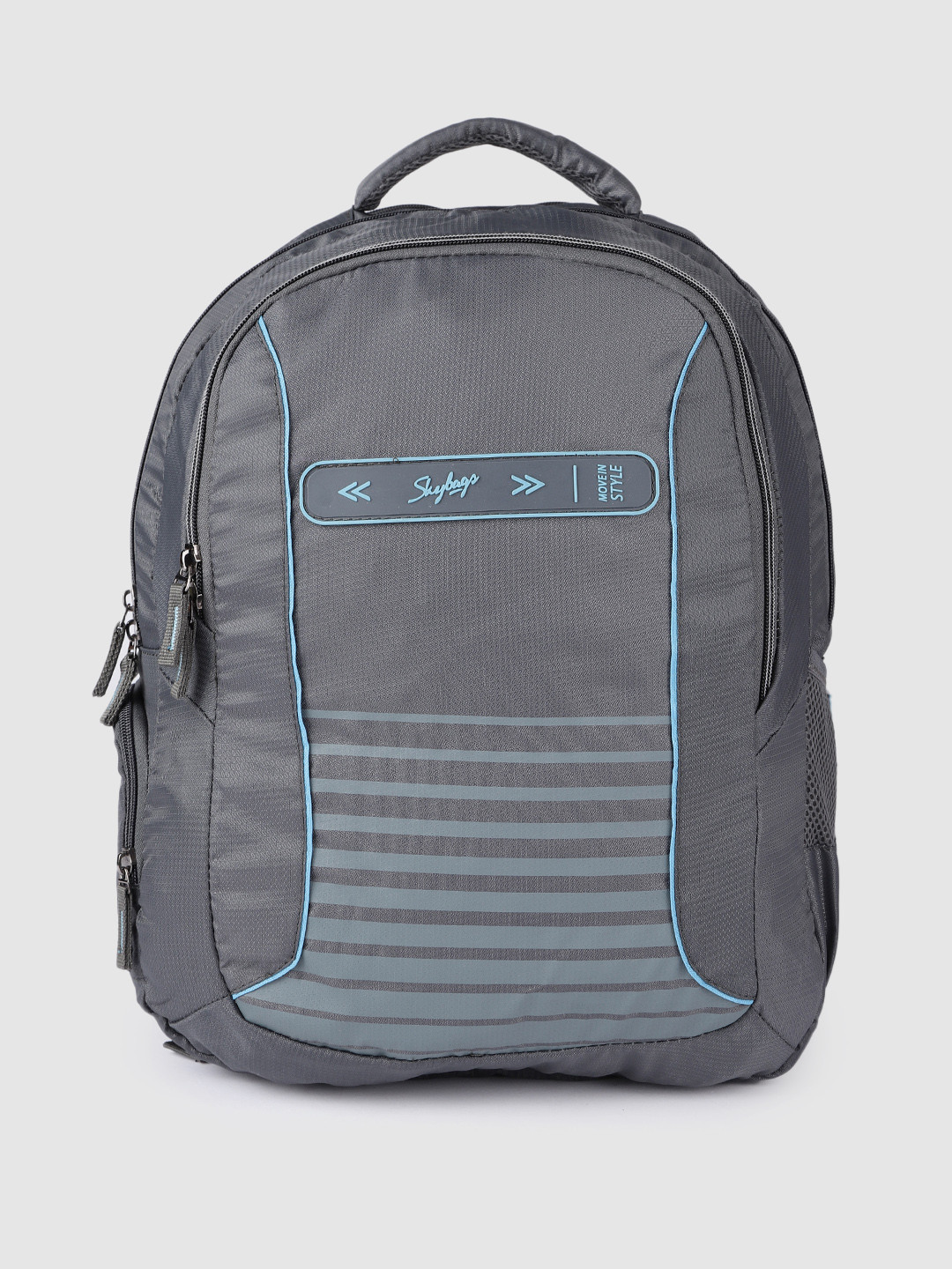 Buy Skybags Unisex Grey Striped Backpack With Rain Cover Backpacks