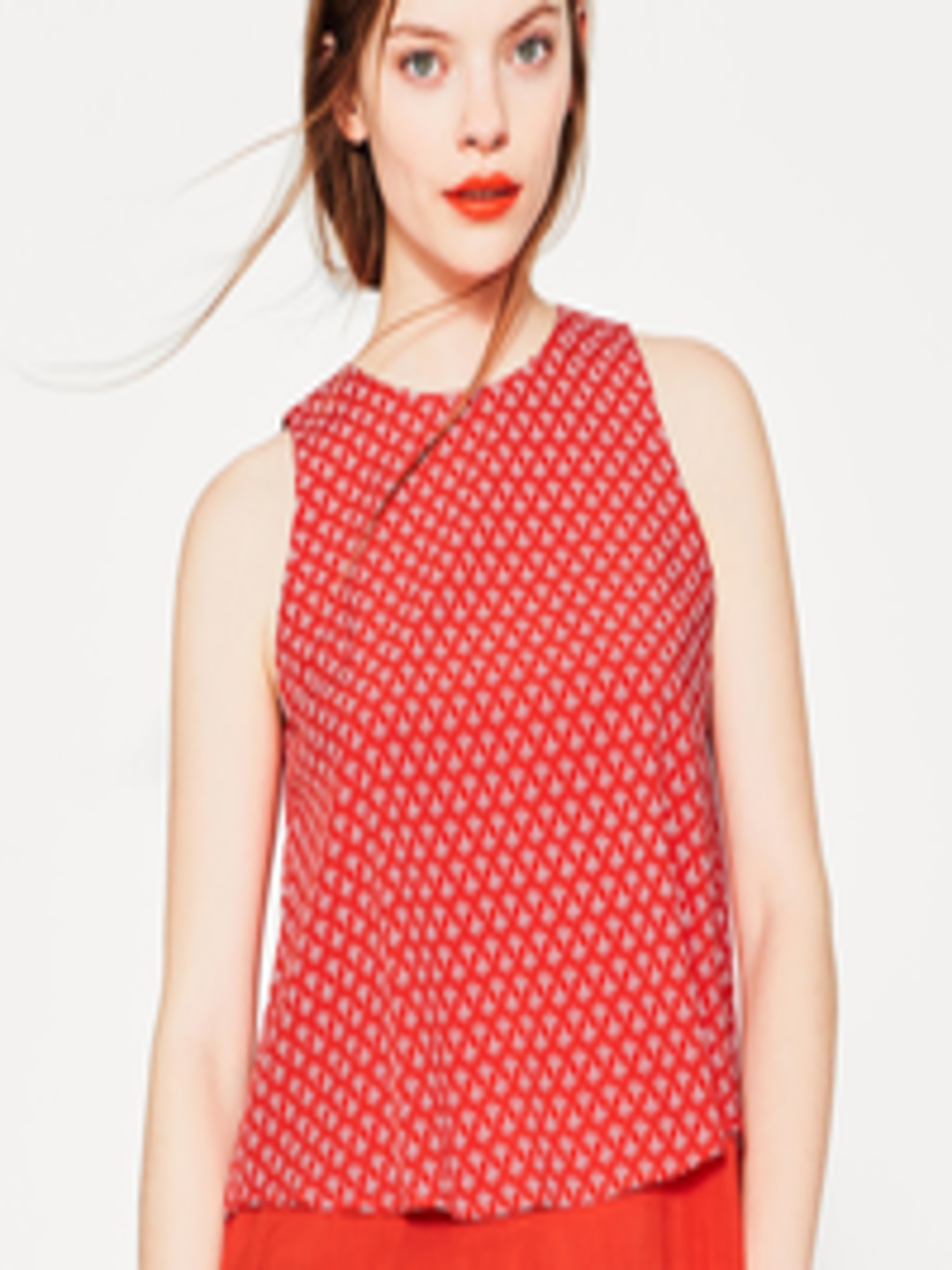 Buy ESPRIT Women Red Printed Layered A Line Top - Tops for Women ...