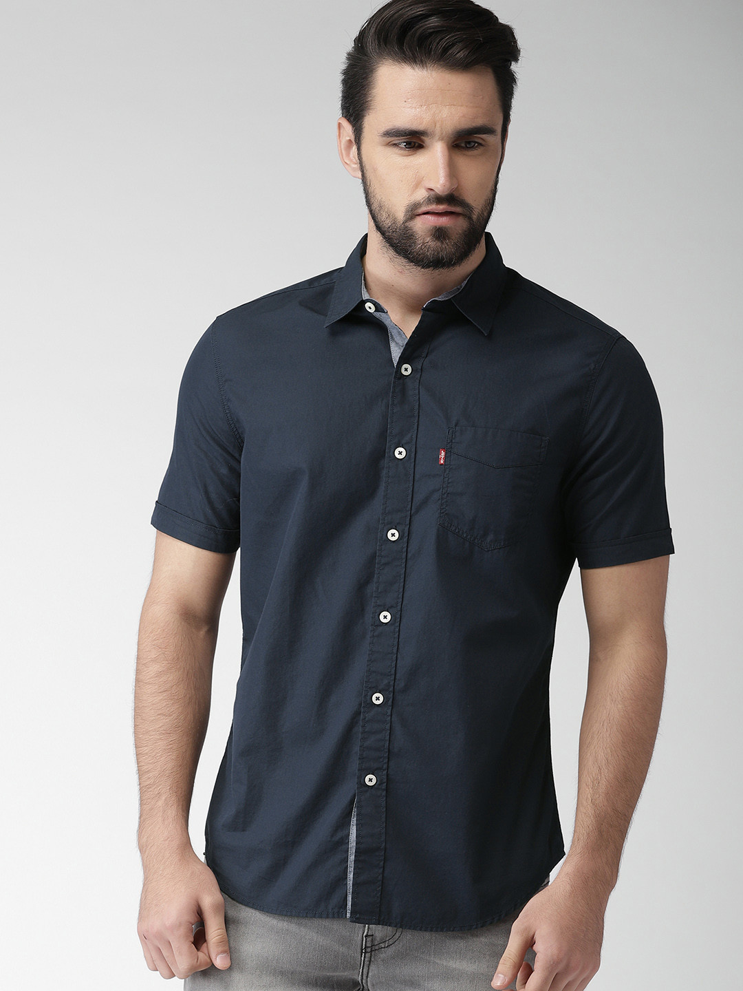 Buy Levis Men Navy Blue Slim Fit Solid Casual Shirt Shirts for Men
