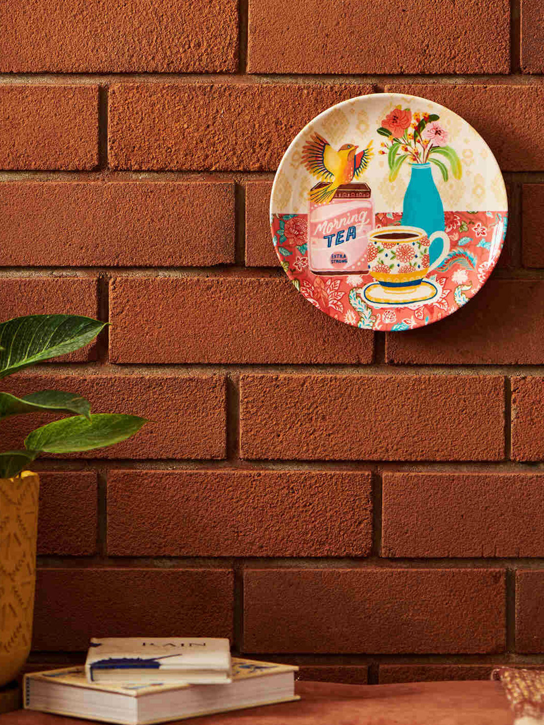 Buy Chumbak Coral Coloured Ceramic Wall Plate Wall Decor for Unisex