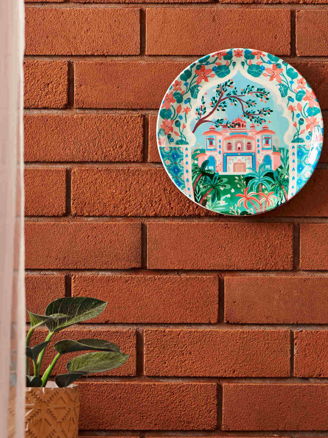 Buy Chumbak Blue & Pink City Wall Plate Wall Decor Wall Decor for
