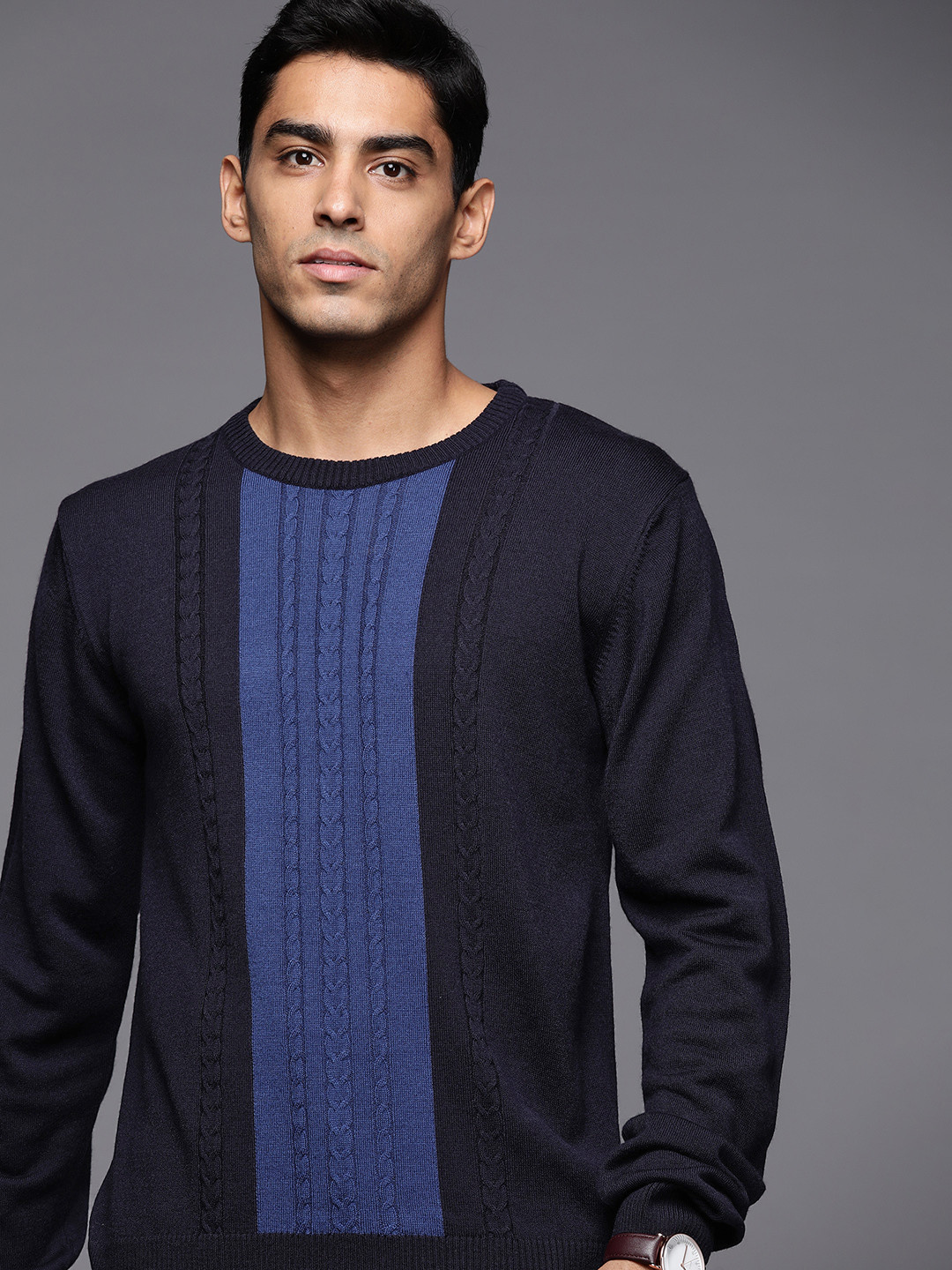 Buy Raymond Men Blue Cable Knit Woolen Pullover Sweaters for Men 20310606 Myntra