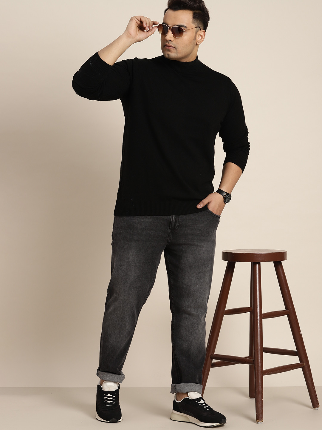 Buy Sztori Men Plus Size Slim Tapered Fit Light Fade Stretchable Jeans