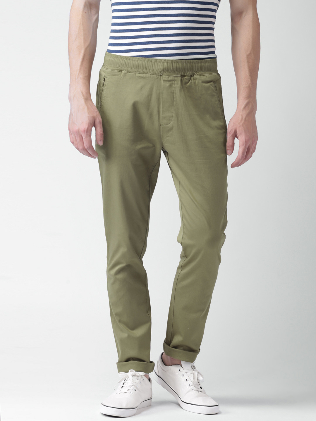 Buy Harvard Men Olive Green Regular Fit Solid Trousers - Trousers for Men 2032139 | Myntra