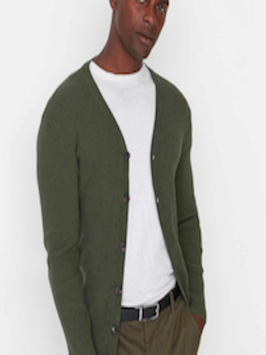 Buy Trendyol Men Khaki Self Design Cardigan Sweater - Sweaters for Men ...
