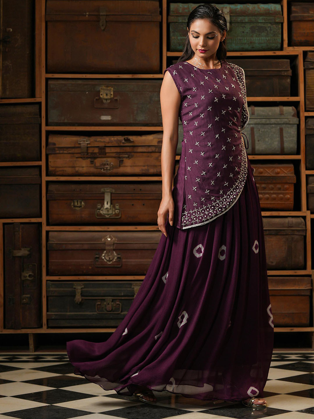 Buy SCAKHI Women Purple Embroidered Anarkali Ethnic Dress Ethnic Dresses for Women 20323714