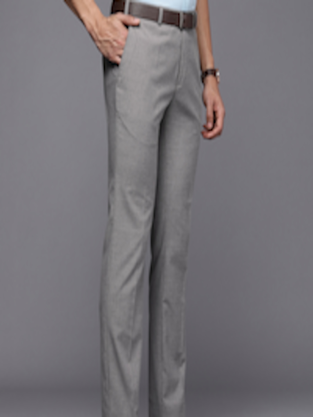 Buy Raymond Men Slim Fit Flat Front Formal Trousers - Trousers for Men ...
