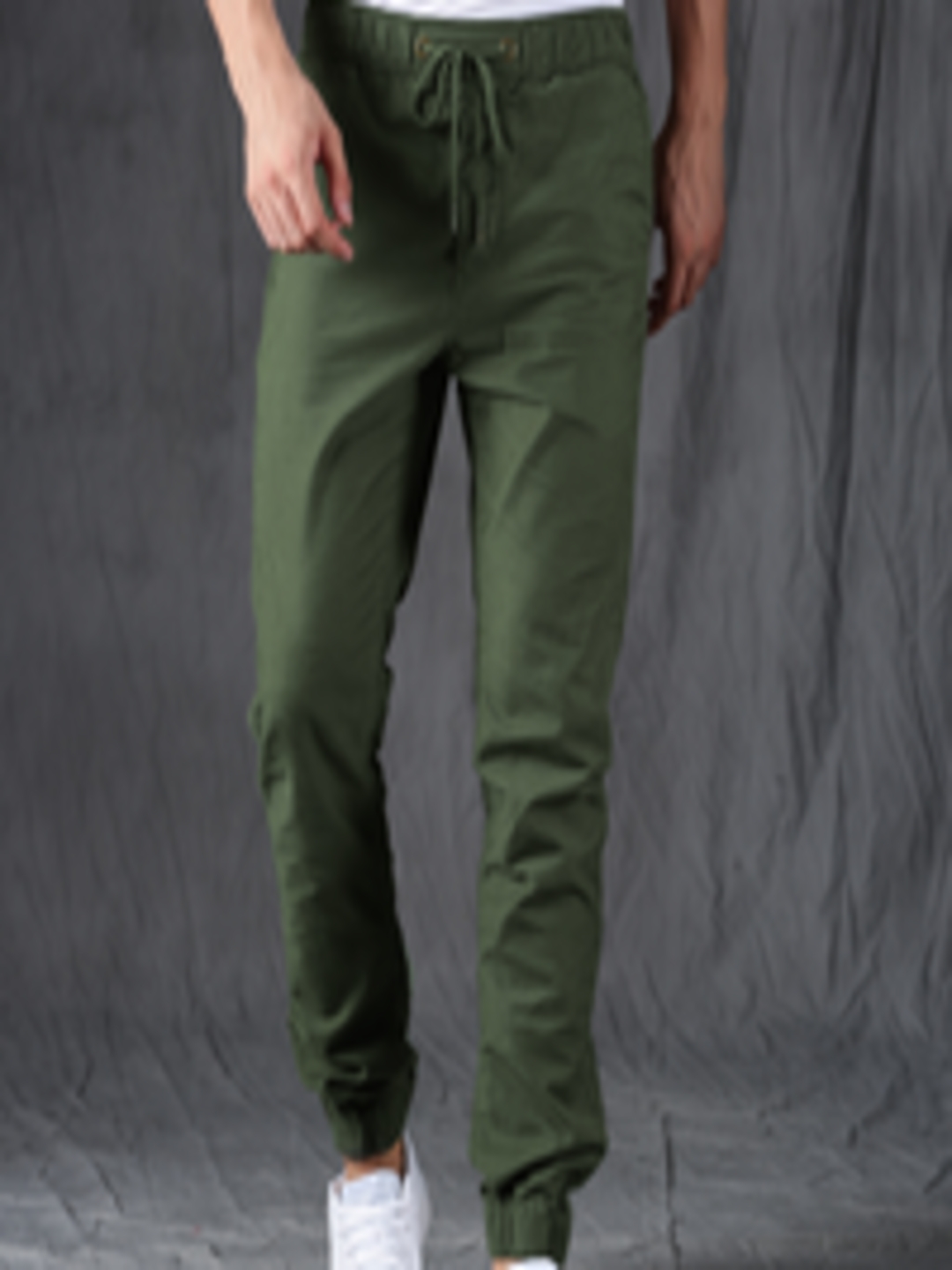 Buy WROGN Men Olive Green Slim Fit Solid Joggers - Trousers for Men ...