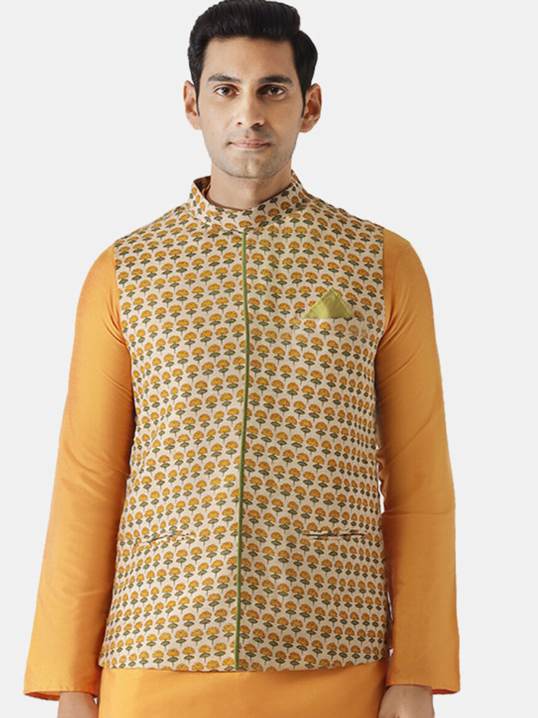 Off White Nehru Jacket With Delicate Jaal Embroidery main image 0