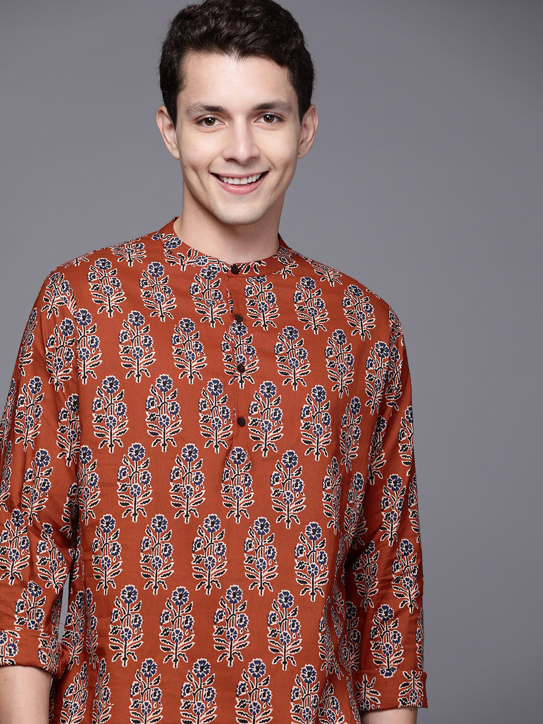 Indo Era Maroon Printed Straight Kurtas