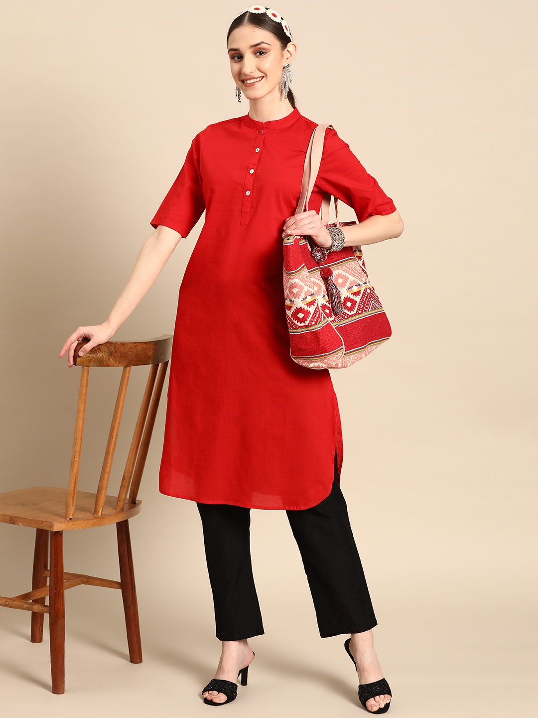 Buy Sangria Women Pure Cotton Floral Printed Kurta - Kurtas for Women ...