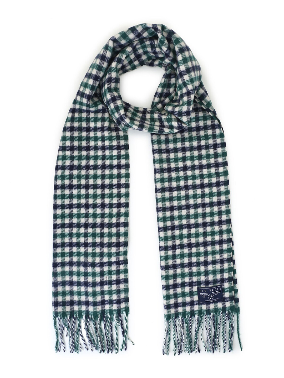 Buy Ted Baker Men Navy Blue & Green Checked Scarf Scarves for Men