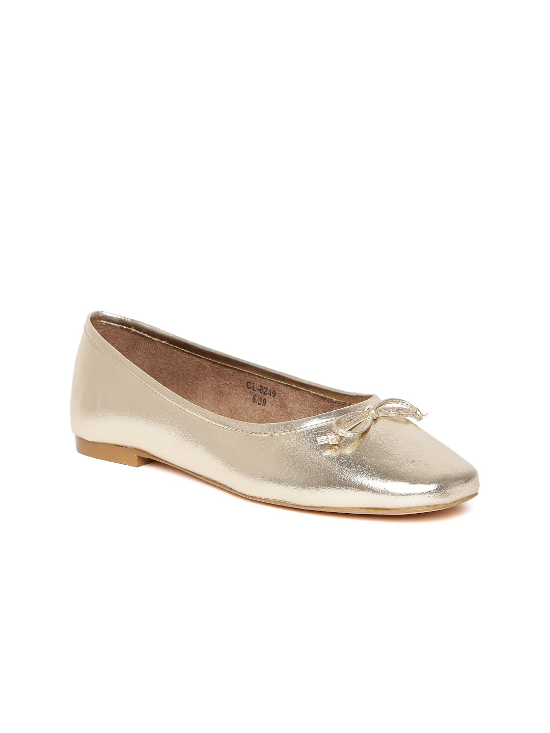 Buy Carlton London Women Gold Toned Solid Ballerinas Flats for Women