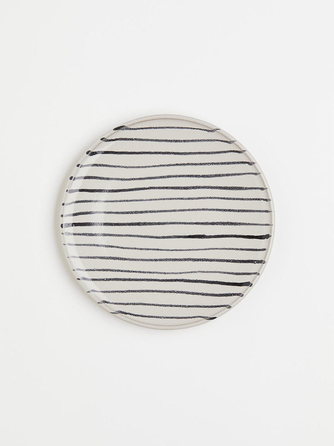 Buy H&M White & Black Striped Terracotta Mid Plate Dinnerware for