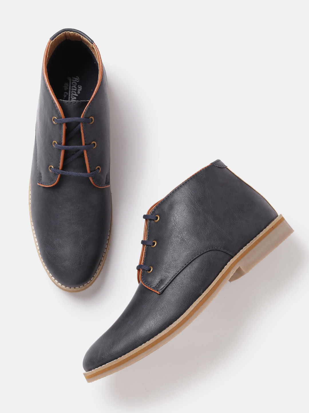navy blue flat boots