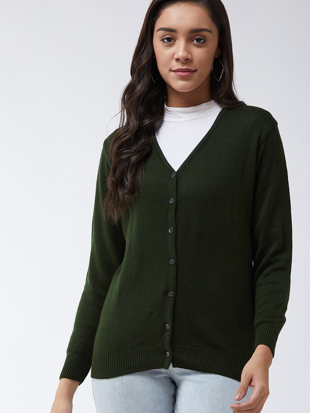 Buy Modeve Women Olive Green Solid Cardigan - Sweaters for Women ...
