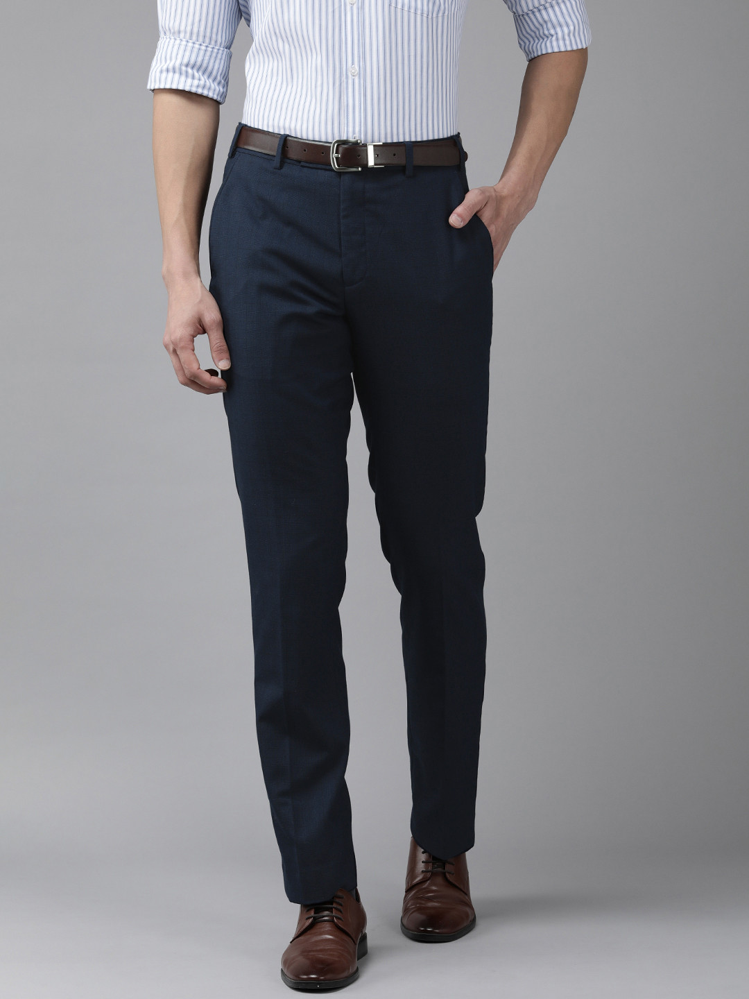 Buy Park Avenue Men Blue Trousers - Trousers for Men 20344000 | Myntra