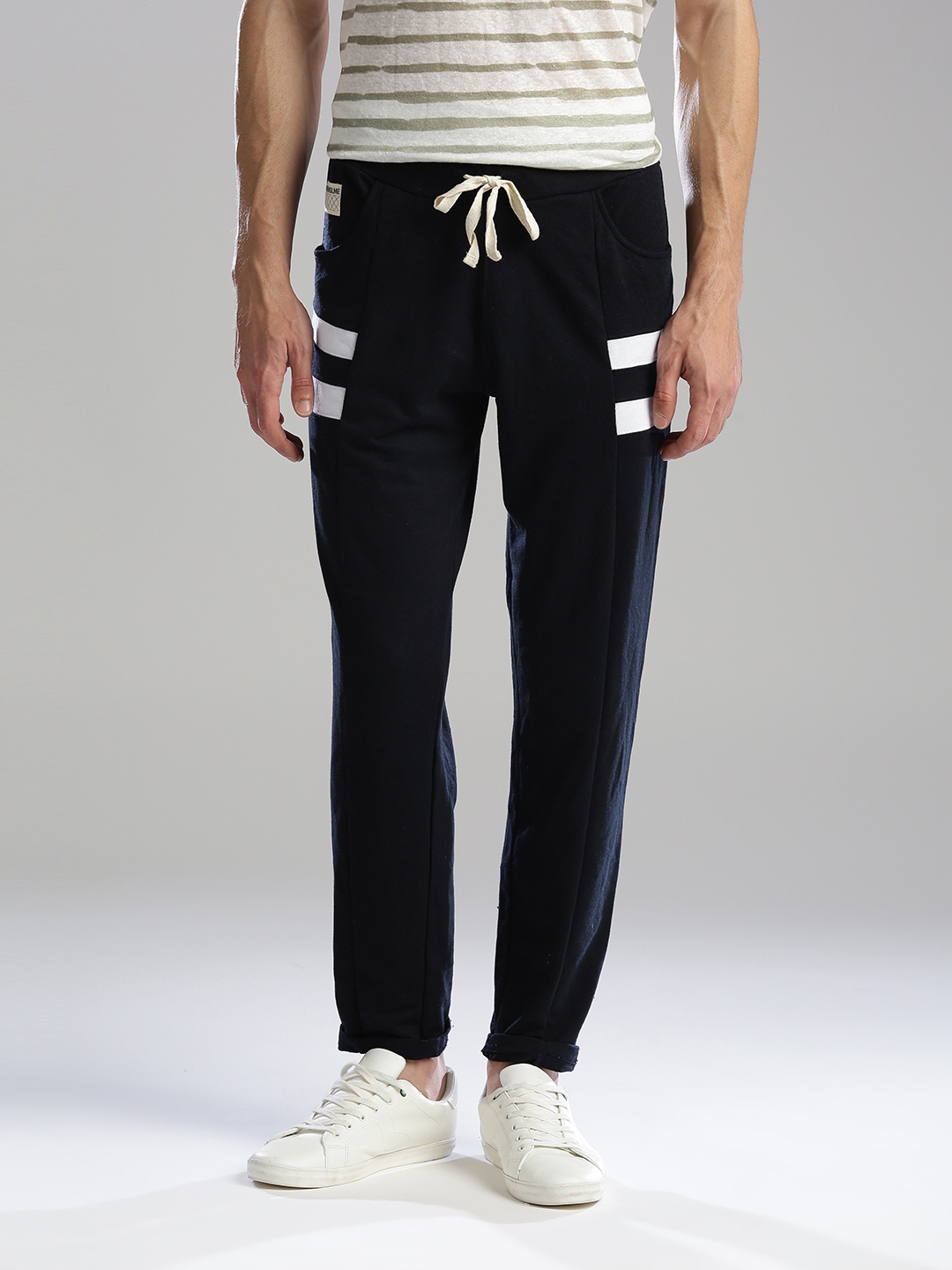 navy track pants mens
