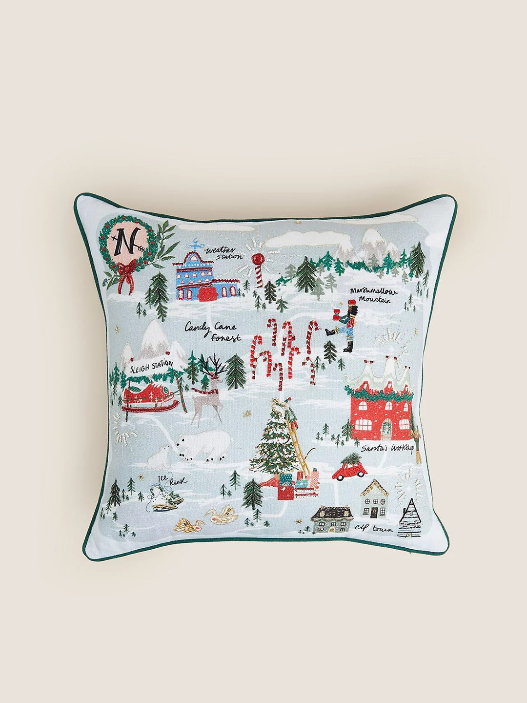 Buy Marks & Spencer Blue & Red Printed Cotton Floor Cushion Cushions