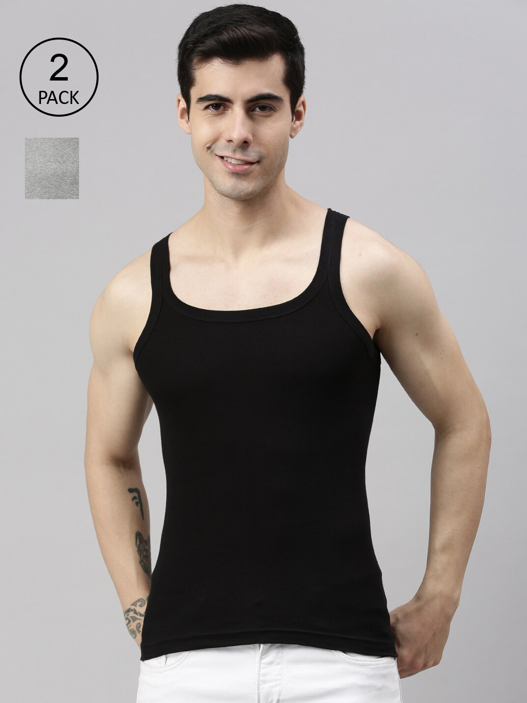 Inner For Man Buy Lux Cozi Men Pack Of 2 Black & Grey Solid Organic Cotton Innerwear ...