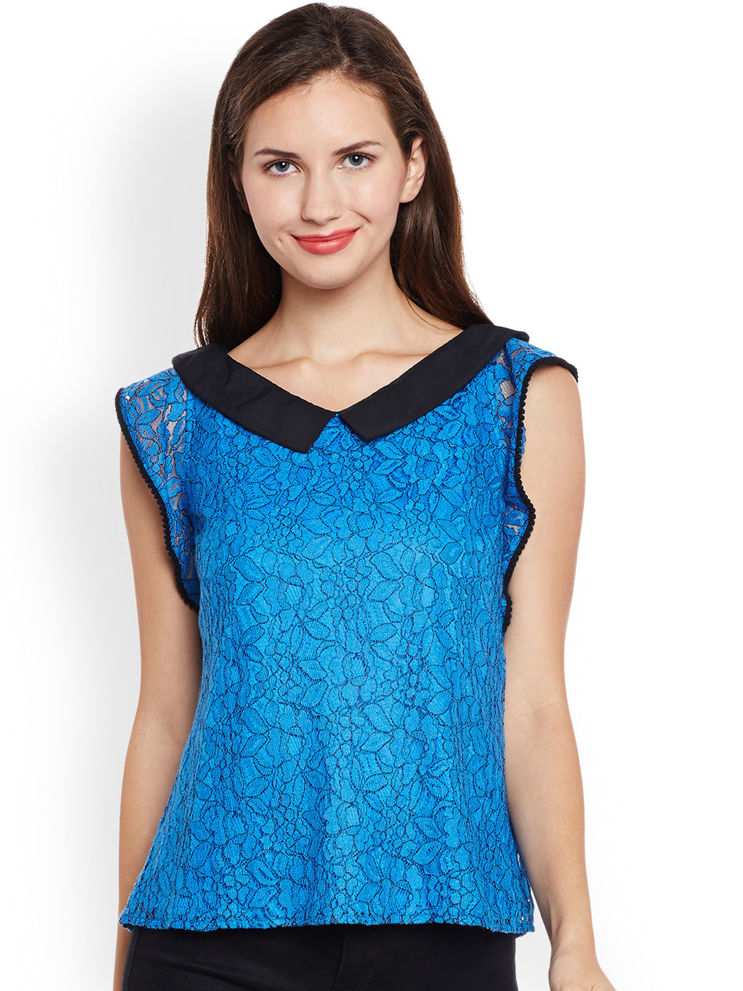 Buy Latin Quarters Women Blue Self Design Top Tops for Women 2035426