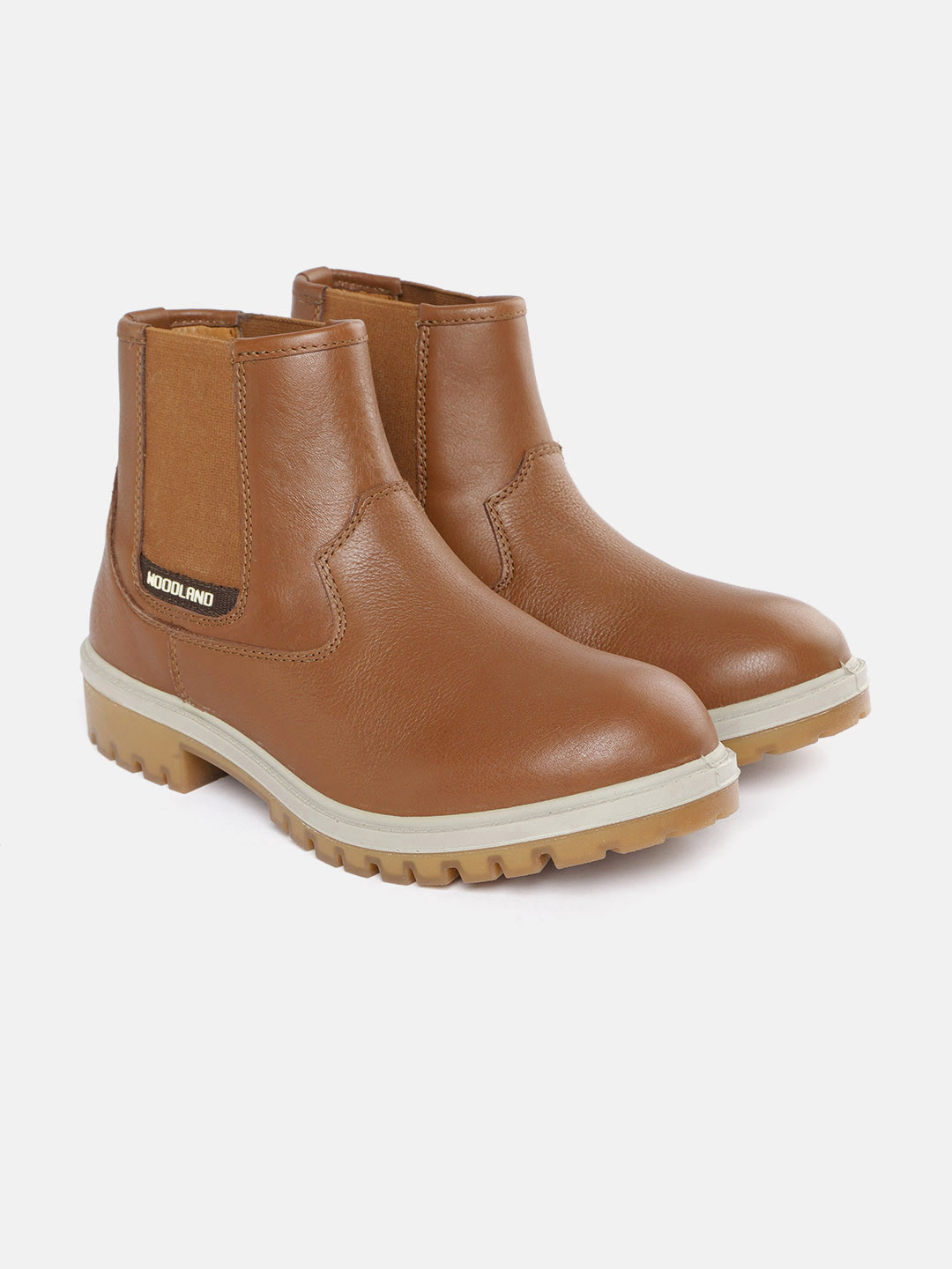 Buy Woodland Men Tan Brown Solid Mid Top Chelsea Boots - Boots for Men ...