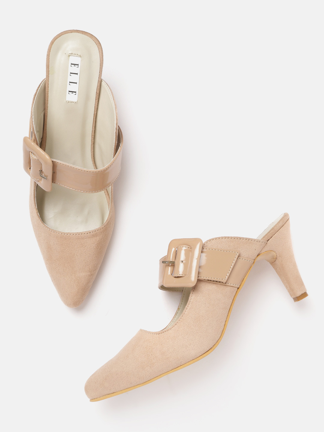 Buy ELLE Beige Mules With Buckles Heels for Women 20356204 Myntra