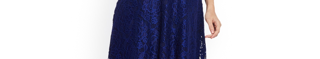 Buy Latin Quarters Women Blue Self Design High Low Lace Dress - Dresses ...
