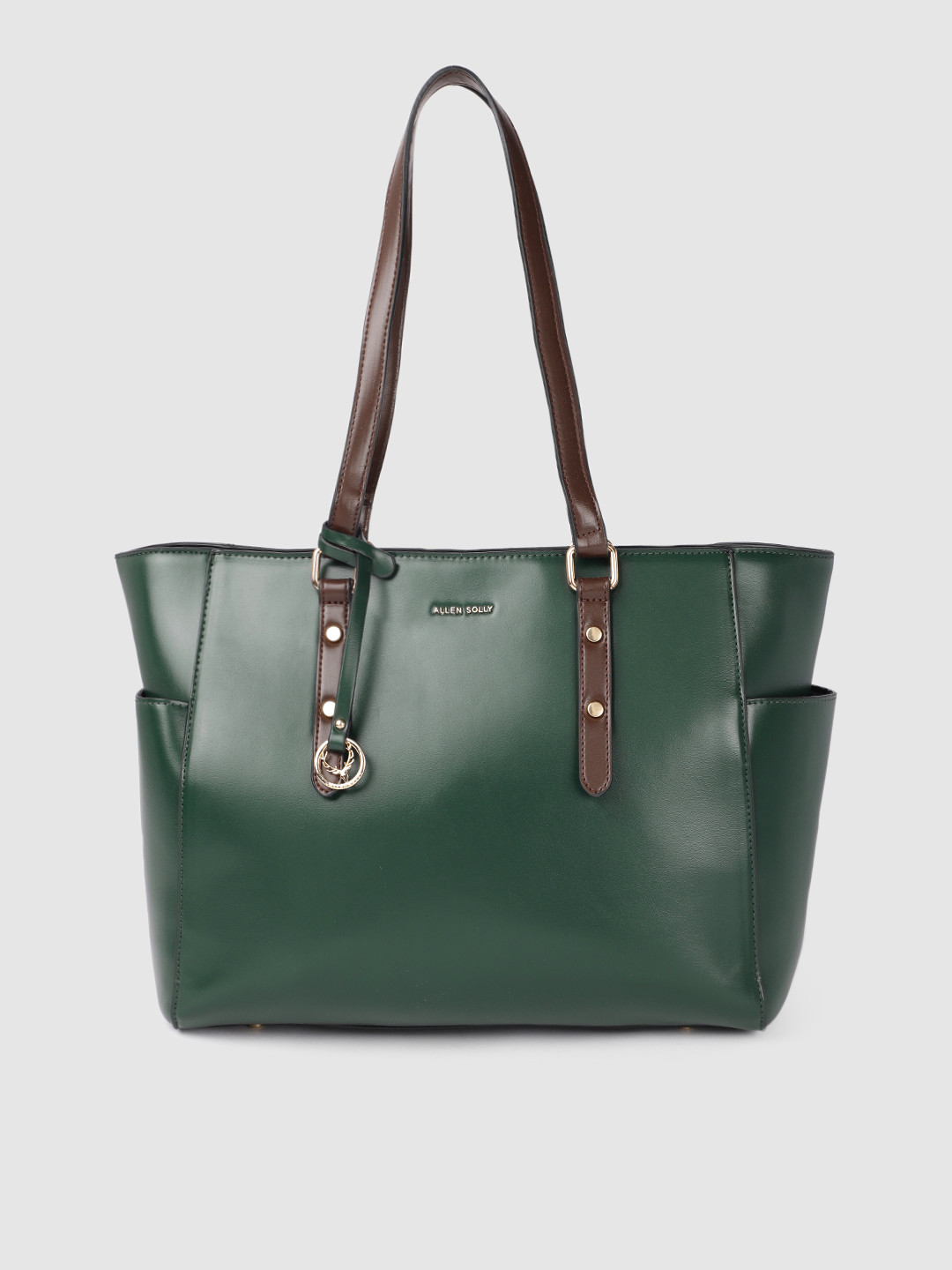 Buy Allen Solly Green Solid Oversized Structured Shoulder Bag