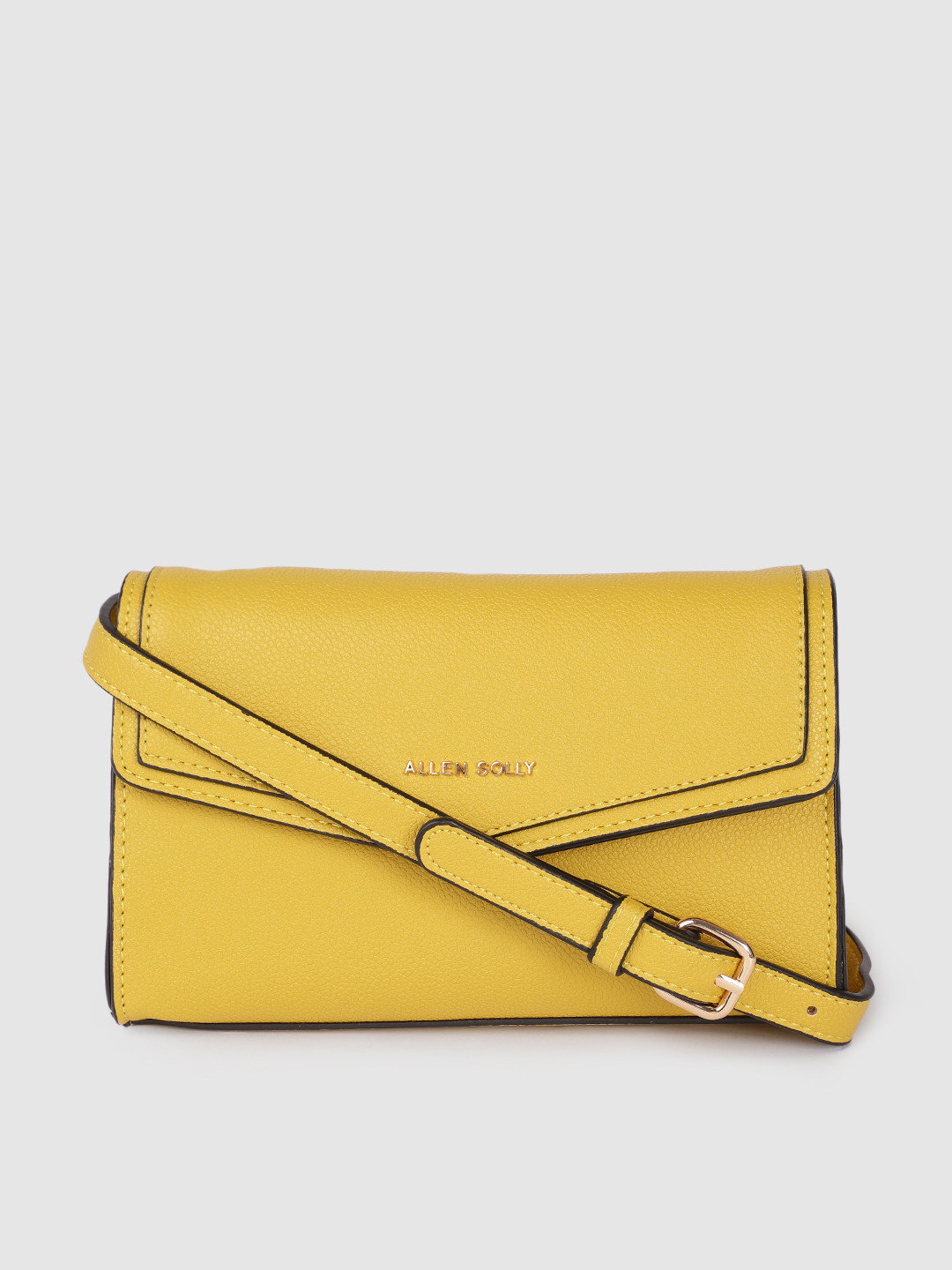 Buy Allen Solly Mustard Yellow Solid Sling Bag Handbags for Women