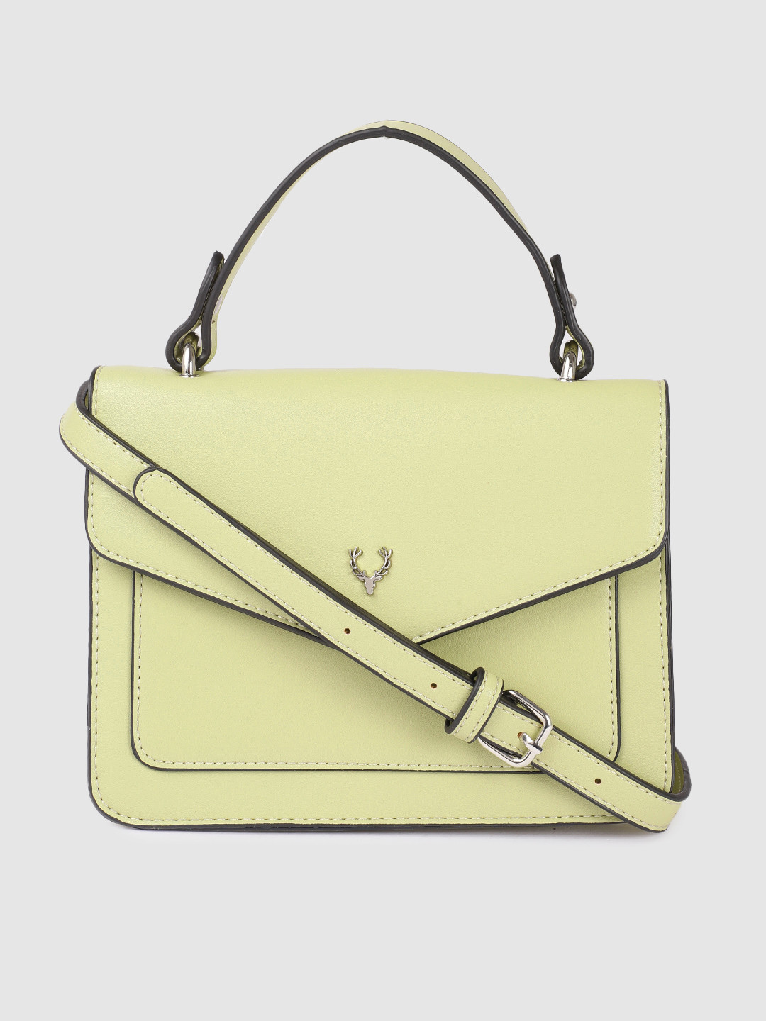 Buy Allen Solly Sage Green Solid Structured Satchel Handbags for