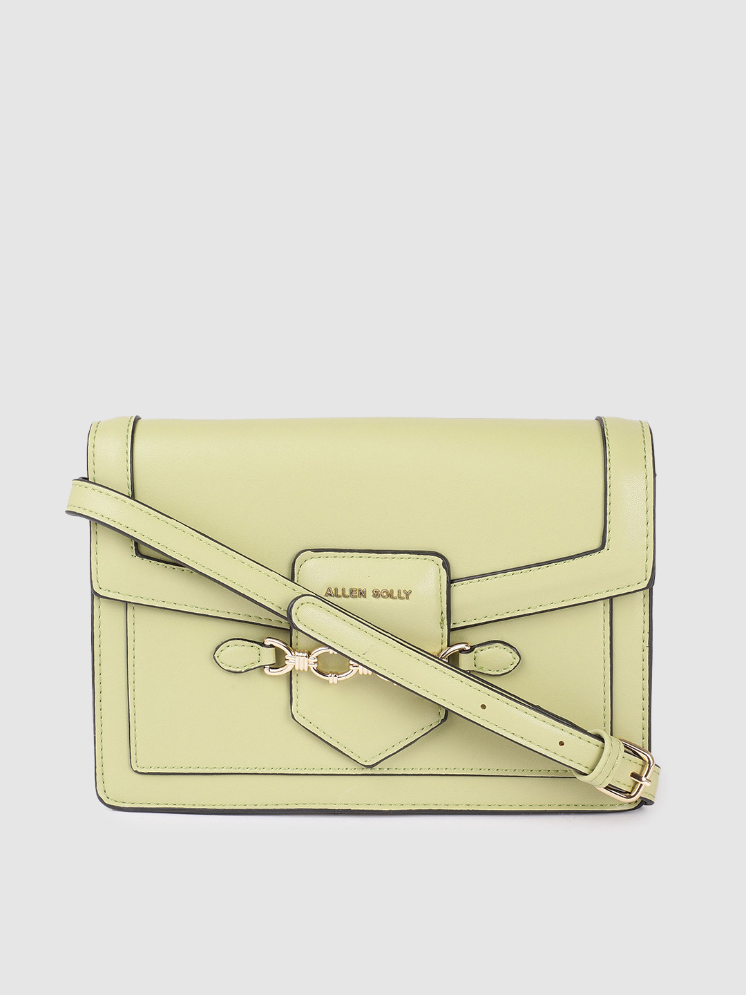 Buy Allen Solly Sage Green Solid Structured Sling Bag Handbags for