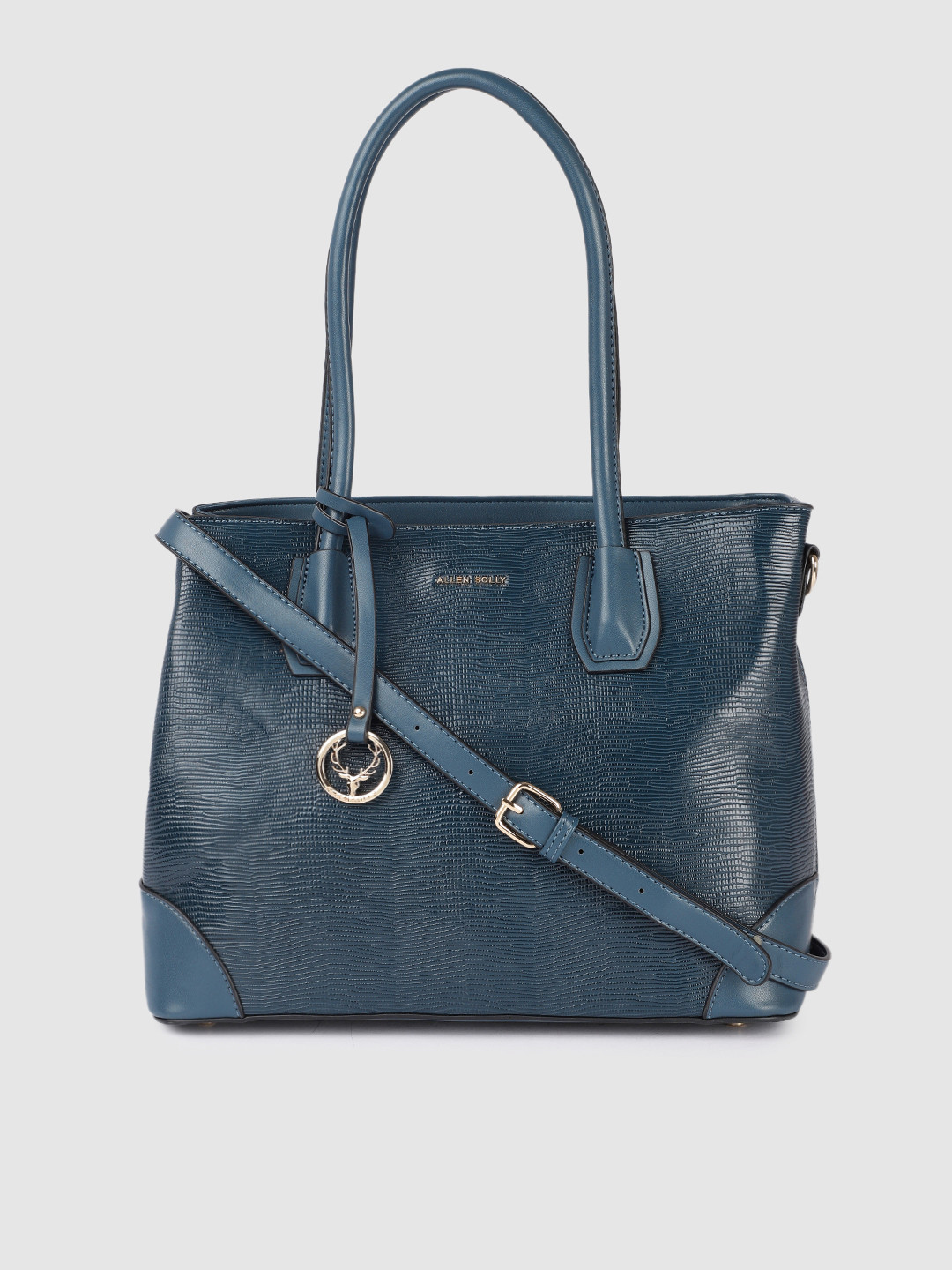 Buy Allen Solly Blue Textured Structured Shoulder Bag - Handbags for ...