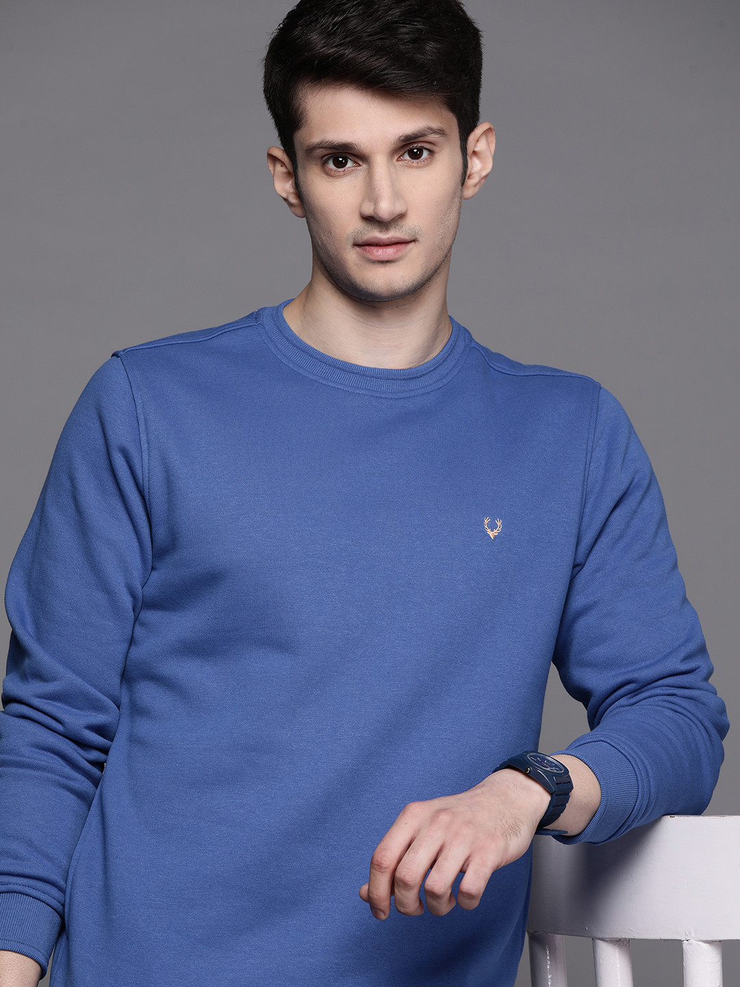 Buy Allen Solly Men Blue Solid Sweatshirt Sweatshirts for Men