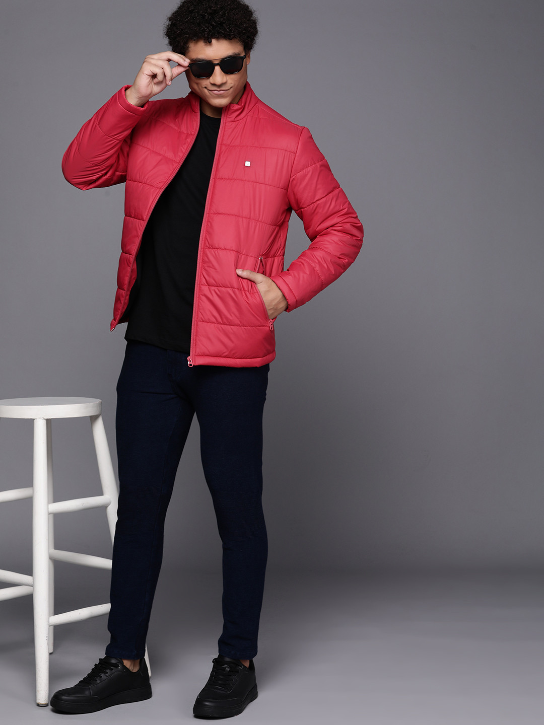 Buy Allen Solly Men Pink Solid Padded Jacket Jackets for Men 20360304