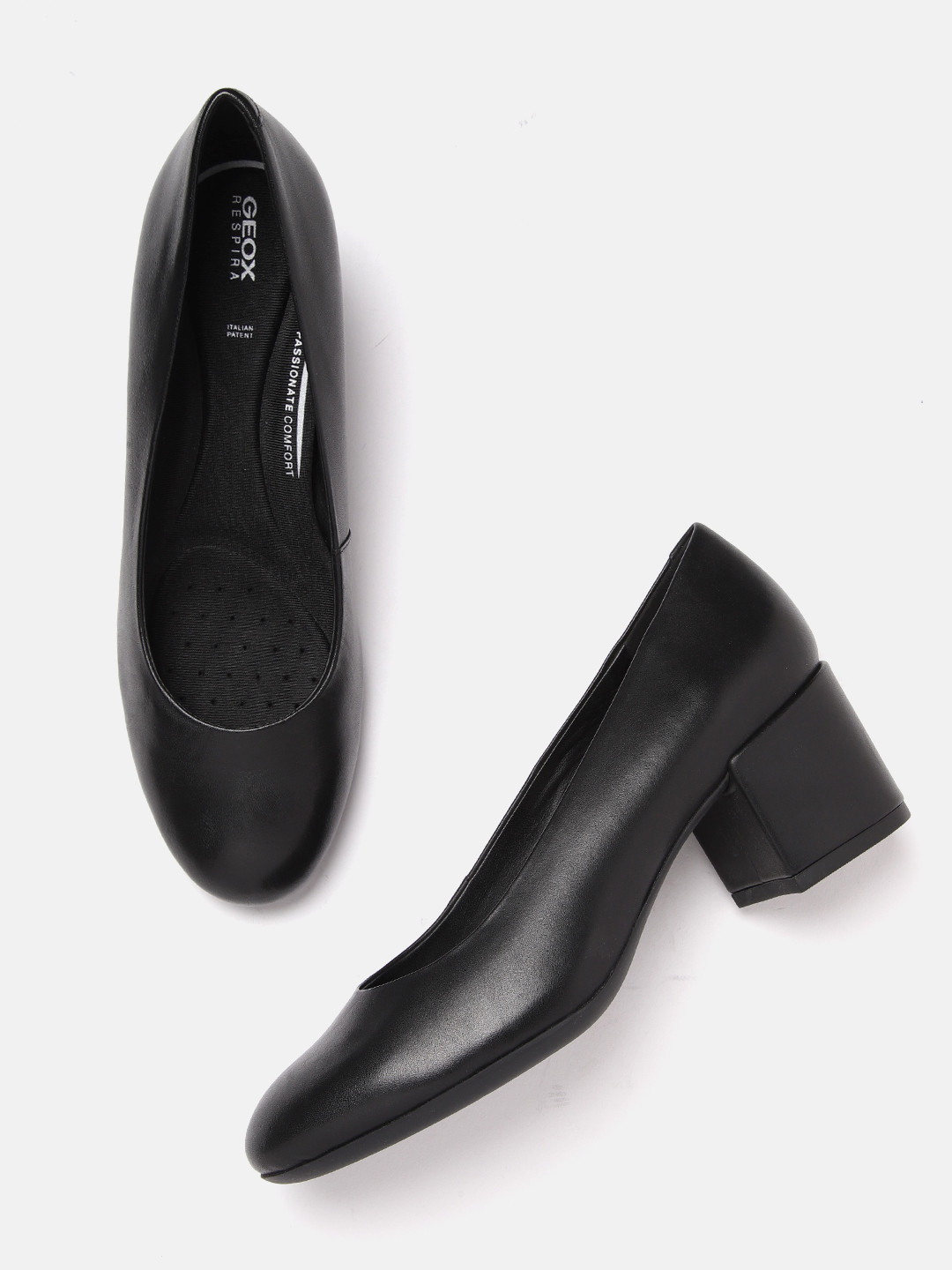 Buy Geox Black Leather Block Pumps Heels for Women 20363486 Myntra